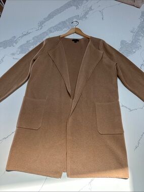 J. Crew Camel Brown Open-Front Knit Blazer